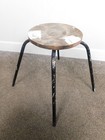 Mcm Antique Wide Base Swivel Seat Work Stool Steampunk Industrial Metal W Wood