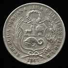 1867 Republic Of Peru 1 Sol Silver Coin -  900 Silver  p0170 