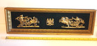 Vtg Gold Gilt Framed Metal Relief Man And Woman Charioteer Coat Of Arms Wall Art