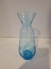 Vintage Blue Optic Glass Vase With Bubbles 8 25  Tall