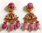 Vintage Oumala Pink Chandelier Earrings Gold Tone Baroque