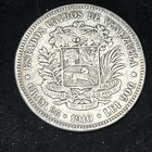 1910 Venezuela 5 Bol  vares  900 Silver 25g Coin - Simon Bolivar  7234 Asw