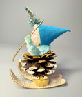 Vintage Christmas Gnome Pinecone Putz Mica Chenille Japan Elf Pixie Bottle Brush