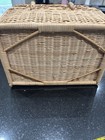 Vintage Large Wicker Basket Double Hinged Handles Sewing Basket  Picnic crafts