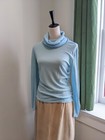 Vintage Retro 70s Blue Silver Striped Academia Minimalist Long Sleeve   