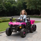 24v 4wd Kids Electric Ride On Truck With 6 Wheels  Remote  Pink