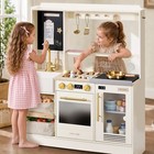 Wooden Play Kitchen With 2-in-1 Bistro Play