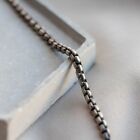 925 Sterling Silver Oxidized 2 6mm Italian Round Box Chain Necklace Italian Made