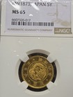 1873 Japan 5 Yen Gold Japanese M6 Meiji Mgc Ms65 Ms 65 M6 1873  Coin Jnda 5y