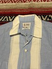 Vtg Mens 1950s 60s Atomic Fleck Striped Cotton Shirt Rare Size M Wash N Wear