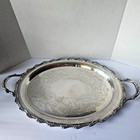 Gorgeous Vintage 24 5  X 15  Ornate Oval Silver Plated Serving Tray With Handles