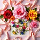 10 Colors Mini Ribbon Roses For Crafts  100 Pcs Tiny Artificial Fabric Flowers