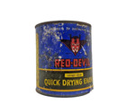 Red Devil Enamel Paint Full Quart Can Brooklyn Ny  Billiard Green Paper Label