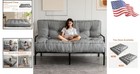 Versatile 8-inch Thick Futon Mattress - Gray Linen  Perfect For Sofa   Floor