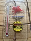 Rare Vintage Mobil Oil Gas Corporation Clear Plastic Thermometer Flying Pegasus