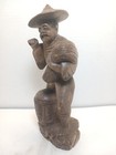 Vintage Hand Carved Wooden Farmer Statue Figurine 9 5    Missing Tool accessory