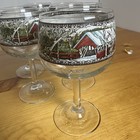 Vtg Johnson Brothers Friendly Village Set Of 6 Wine water 12 Oz Goblet Glasses