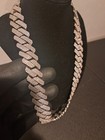20mm 925 Silver Plated Iced Out Moissanite Cuban Link Chain 30ct 22inch Forged