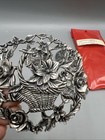 4 Vtg Pewter 3    Lids W  Ornate Patterns Floral Basket Hummingbird Woodwork Craft