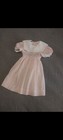 Polly Flinders Vintage Hand Smocked Pink Dress Girls Size  4 Eyelet Lace Trim 