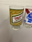 4 Vintage Pedestal Beer Glasses- Miller High Life-pabst-schlitz-budweiser-32oz