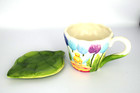 3d Tinkerbell  Disney Store Tea Cup  Mug And Leaf Saucer