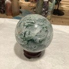 Polished Moss Agate Crystal Healing Sphere 3  In Green Display Ball With Stand