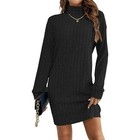 Women s Sweater Dress Turtleneck Ribbed Bodycon Long Lantern Sleeve Knit Dresses