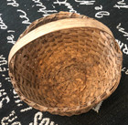 Vtg Lg Splint Oak Wood Round Woven Gathering Basket Garden 12x13  Appalachian