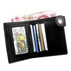Black Leather Zipper Wallet Men Skull Cross Punk Chain Purse Motorcycle Biker