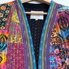 John Mark Womens Patchwork Kantha Quilted Open Front Kimono Jacket L Boho