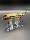 Vintage Rare Vermillion Mouse Wood Fishing Lure 3 5  - Original Leather Tail