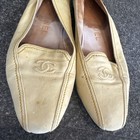 Chanel Cc Logo Vintage Leather Loafer Flats In Yellow Size 37 5 Us 7