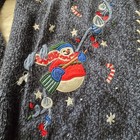 Vtg Christmas Cardigan Sweater Womens L Elegant Snowman Beaded Embroidered Ugly