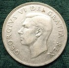 1952 Canada Royal Coat Of Arms 50-cent Coin  Canadian 80  Silver Coin  Km  45