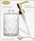 Diamond Design Glass Soap Dispenser With Golden Pump Refillable Hand Soap Dispen
