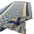 Granny Stitch Afghan Hand Crochet L Blanket  Bed   Couch Throw Blue Green 80x42