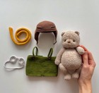 Handmade Crochet Teddy Bear Doll 18-20cm Amigurumi Plush Ooak Outfit Set Clothes