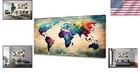 Colorful Abstract World Map Canvas Art - Framed 24x48 For Modern Decor