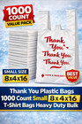 Small Plastic Bags 8x4x16 Thank You T-shirt Bags 1000 Count Grocery Retail Carry
