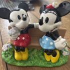 Rare Disney Mickey And Minnie Mouse Salt And Pepper Shakers With Bench