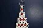 Macrame Christmas Tree Off White And Red Wood Beads