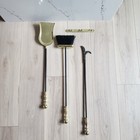 Brass Fireplace Tool Set Vintage 4 Piece Hanging Wall Mount Mid-century Holder