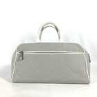 Chanel Sports Line Logo Gym Bag Bag Handbag Boston Bag Leather canvas Ladiesgray