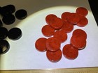 Vintage 30 Black dk  Red Swirl Bakelite catalin Backgammon Checker Pieces