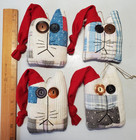 Vintage Primitive Cutter Quilt Cat Christmas Ornaments Bowl Fillers Lot Of 4