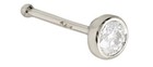 Solid 14kt White   Yellow Gold 22g Nose Bone Stud With Bezel Set Moissanite