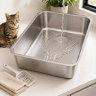 Extra Large Deep Stainless Steel Cat Litter Box