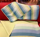 Pottery Barn Pb Teen Blue   Green Striped 84    X 86  Full Quilt   2 Shams