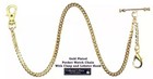 Gold Plated 12  Inches Long Pocket Watch Chain With Clasp   Long T  Bar